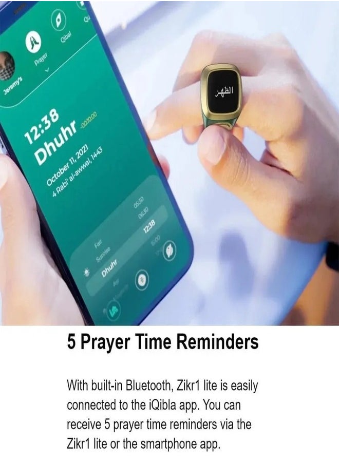 iQIBLA iQIBLA Smart Tasbih Zikr Ring white (18mm) – Waterproof Islamic Prayer Ring with OLED Display, Bluetooth Connectivity, Tasbih Counter, Qibla Direction & Prayer Time Reminders  - Image 4