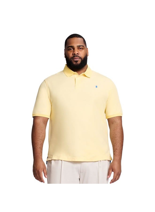 IZOD Men's Big and Tall Advantage Performance Short Solid Sleeve Polo Shirt, Lemon, 5X-Large Tall - Image 1