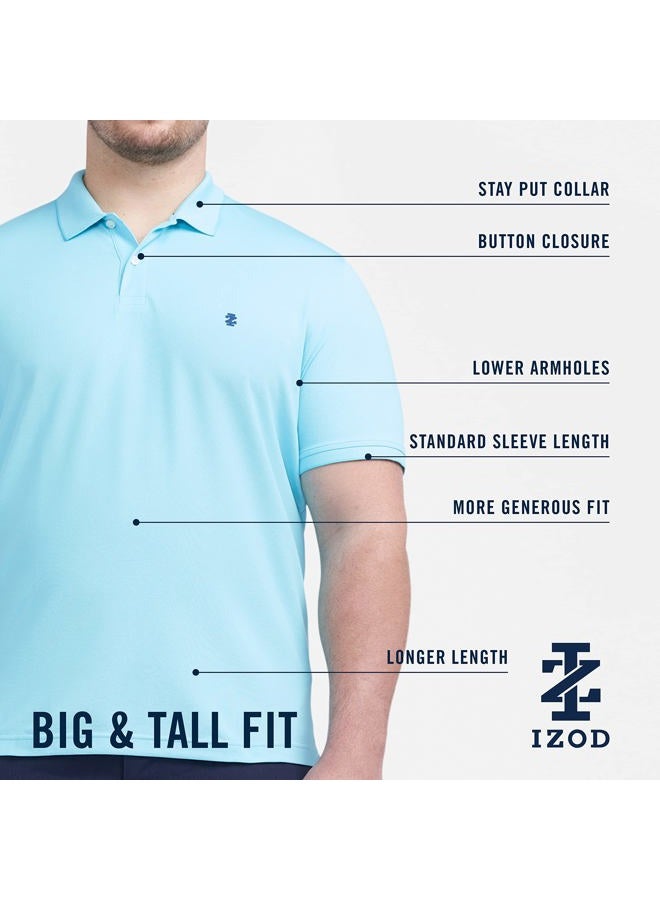 IZOD Men's Big and Tall Advantage Performance Short Solid Sleeve Polo Shirt, Lemon, 5X-Large Tall - Image 3