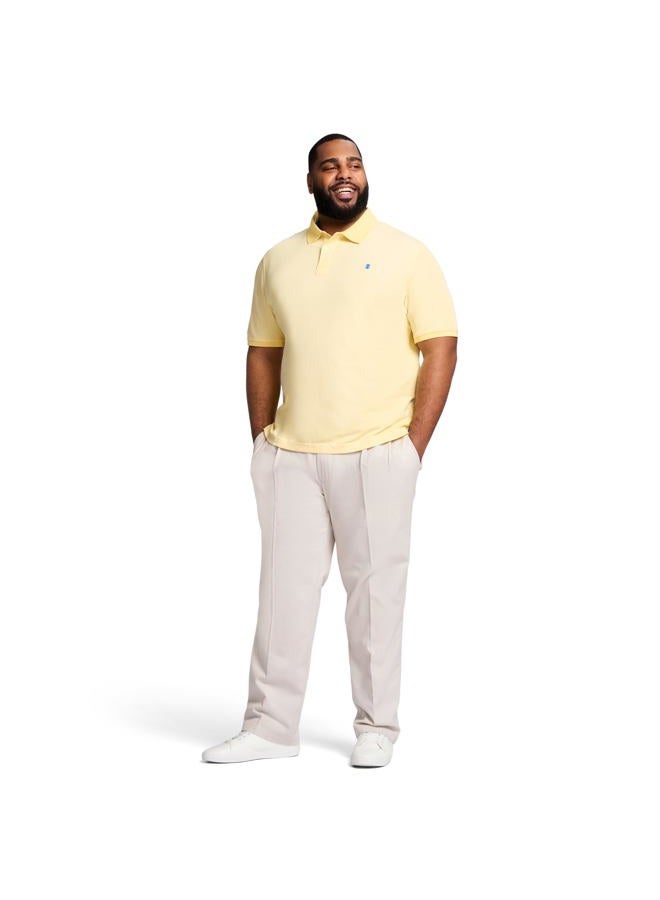 IZOD Men's Big and Tall Advantage Performance Short Solid Sleeve Polo Shirt, Lemon, 5X-Large Tall - Image 2