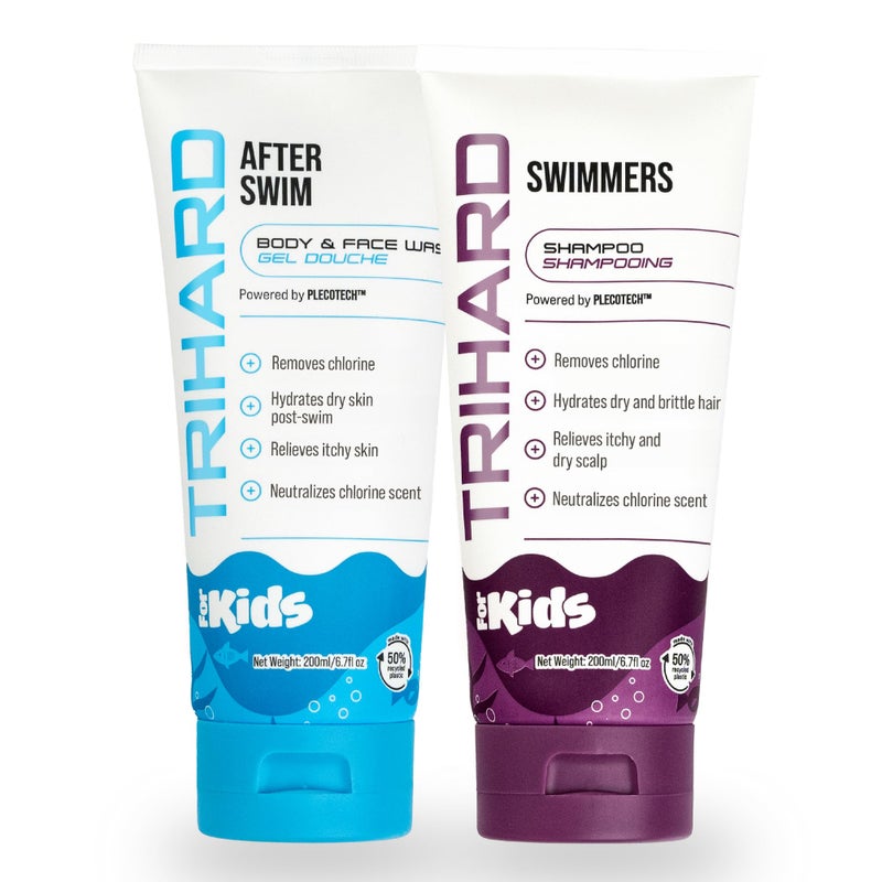 TRIHARD Kids Chlorine Removal Kit, Shampoo, Face and Body Wash Set for Childrenâ€™s Hair and Skin, Gentle Post-Swim Cleanser for Pool & Ocean - Image 2