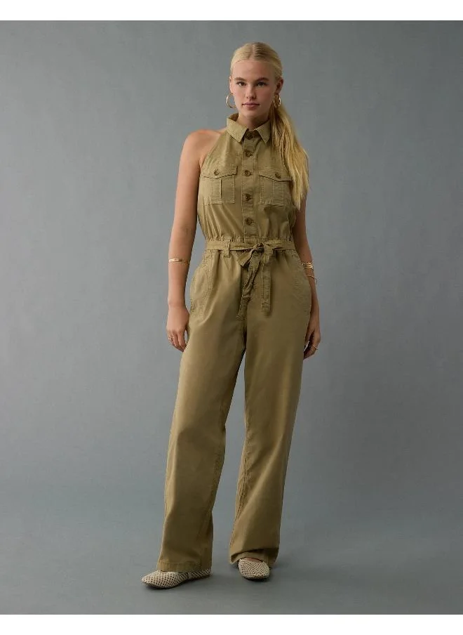 American Eagle AE Collared Halter Jumpsuit