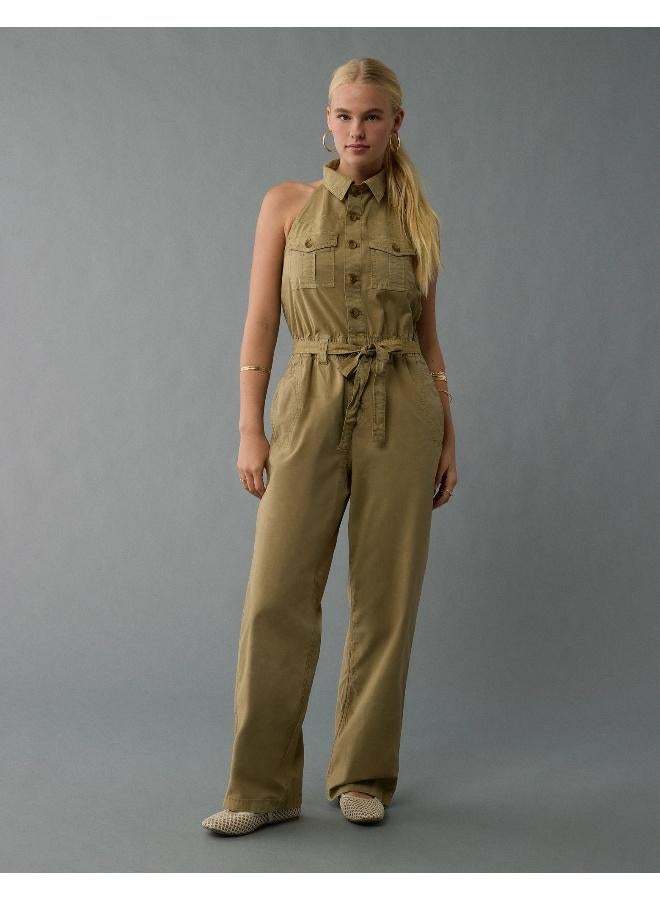 American Eagle AE Collared Halter Jumpsuit - Image 1