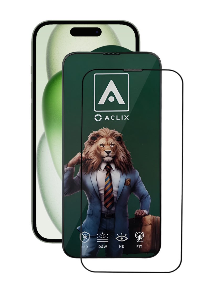 ACLIX Antistatic ESD Dustproof Premium Quality High Definition Tempered Glass Screen Protector Designed For  iPhone 15 Plus - Image 1