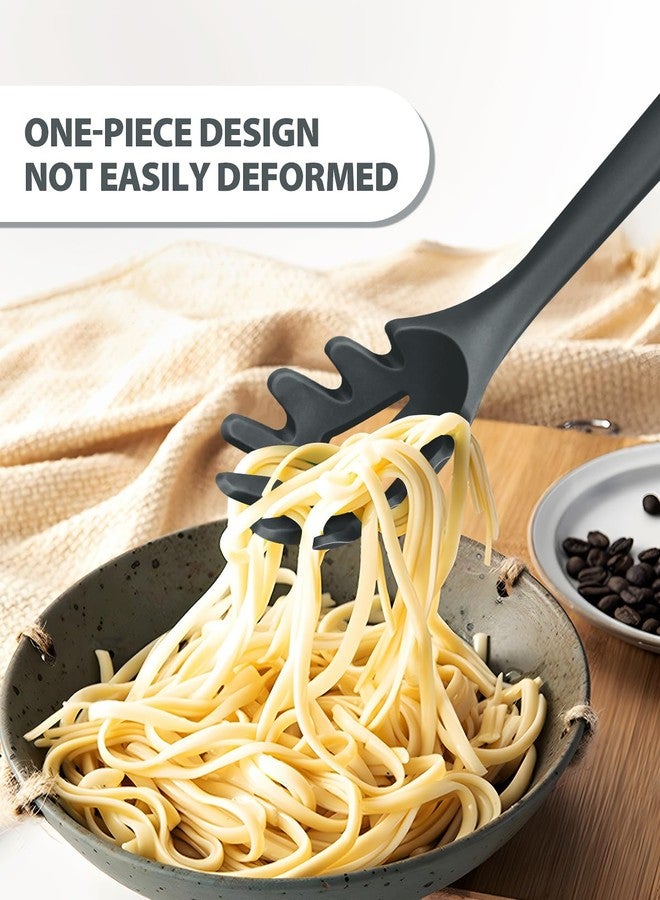 DaiRen Kitchen Silicone Pasta Fork and Ladle Spoon Set, Large Non Stick Kitchen Utensils for Cooking,Stirring,One Piece Serving Spaghetti, Soup, Sauce (GREY) - Image 3