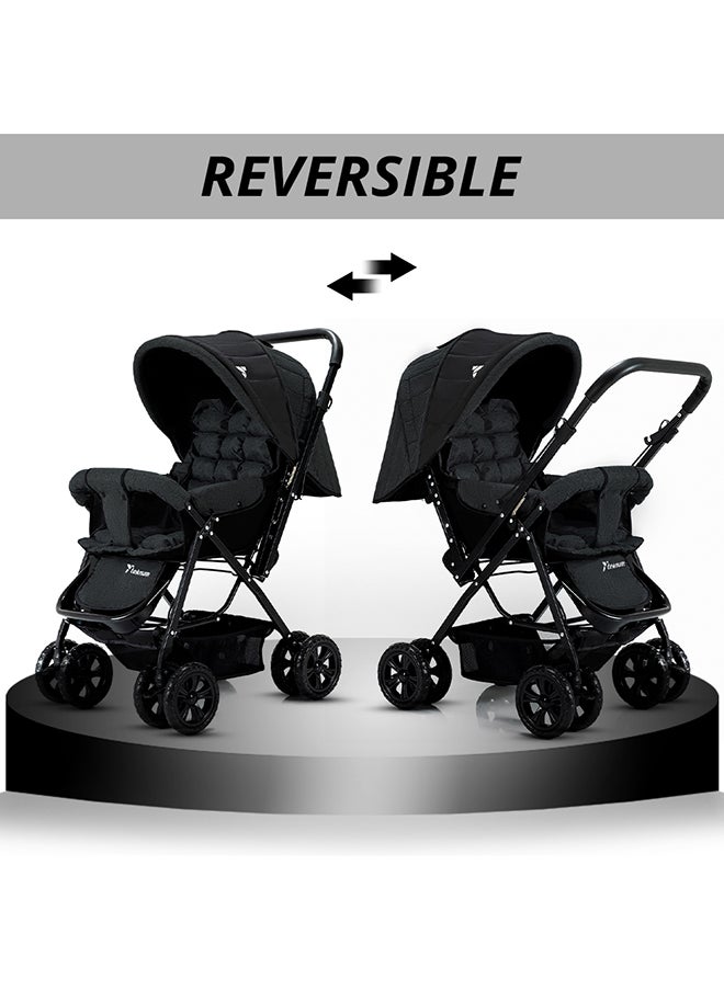TEKNUM - Reversible Look At Me Stroller - Black With Signature Diaper Bag - Grey - Image 1