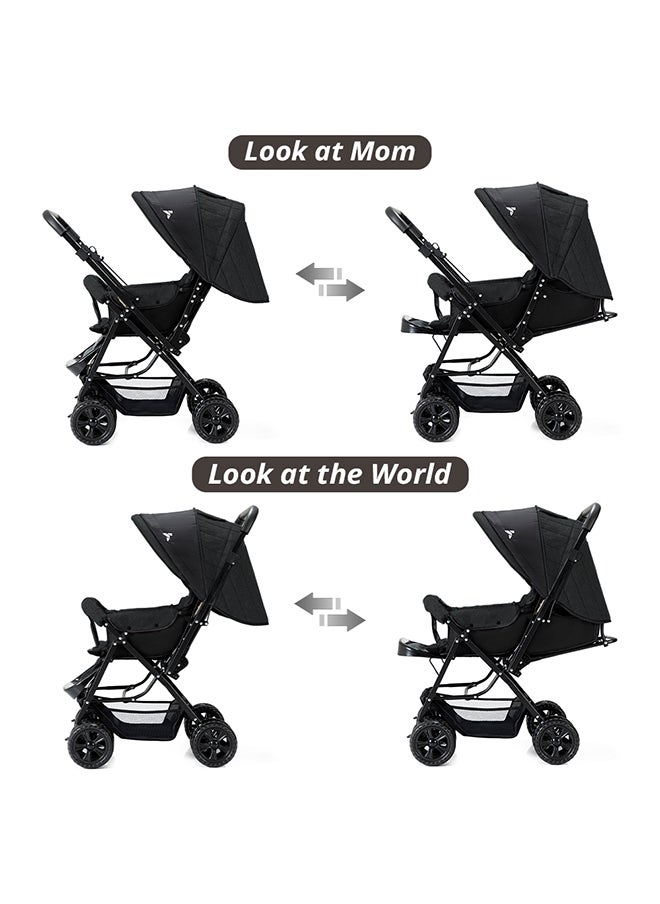 TEKNUM - Reversible Look At Me Stroller - Black With Signature Diaper Bag - Grey - Image 1