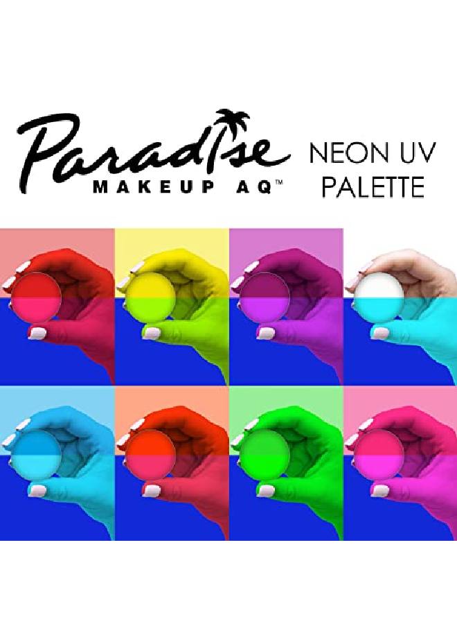 mehron Makeup Paradise Aq Face & Body Paint 8 Color Palette (Neon Uv Glow) Face Body Black Light Makeup Palette Special Effects Uv Glow Rave Accessories Parties Halloween And Cosplay  - Image 3