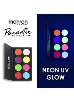 mehron Makeup Paradise Aq Face & Body Paint 8 Color Palette (Neon Uv Glow) Face Body Black Light Makeup Palette Special Effects Uv Glow Rave Accessories Parties Halloween And Cosplay  - Image 5