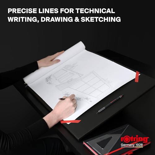 Rotring قلم رصاص ميكانيكي روتراينج 600 كامل المعدن 0.7 مم، أسود، للرسم الدقيق القائم على المسطرة - Image 3