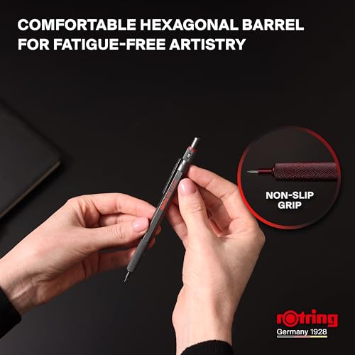 Rotring قلم رصاص ميكانيكي روتراينج 600 كامل المعدن 0.7 مم، أسود، للرسم الدقيق القائم على المسطرة - Image 5