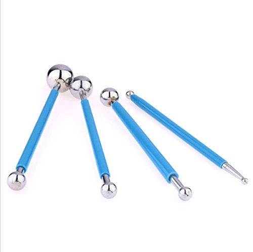 Groupcow 4 x Fondant Cake Decorating Clay Flower Sugarcraft Ball Model DIY Tool 8 Sizes (Blue) - Image 2