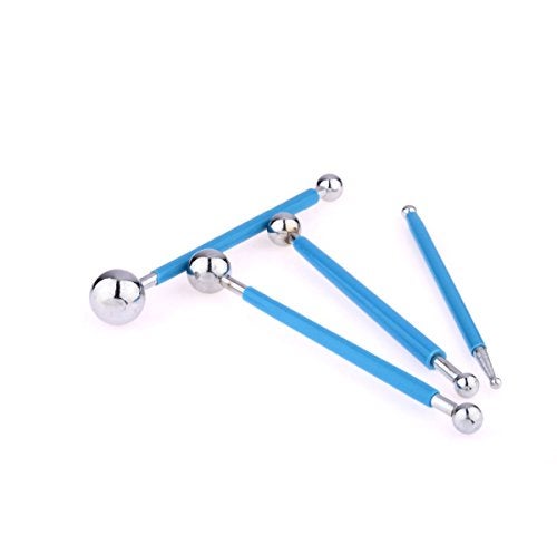 Groupcow 4 x Fondant Cake Decorating Clay Flower Sugarcraft Ball Model DIY Tool 8 Sizes (Blue) - Image 3