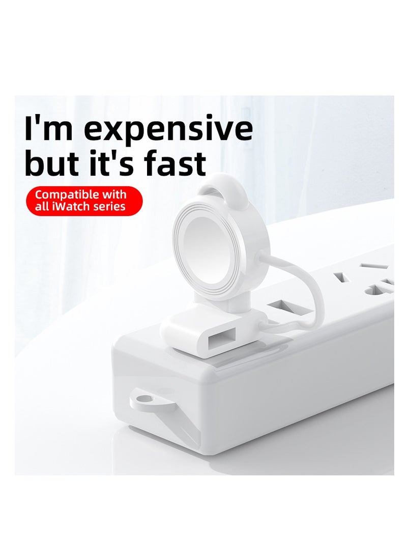 Samu - Charger for Apple Watch Portable iWatch USB Wireless Charger, Travel Cordless Wireless Charger with Light Weight Magnetic Quick Charge for Apple Watch Ultra Series 8 7 SE 6 5 4 3 2 1, White - Image 1