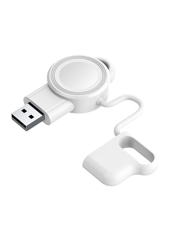 Samu - Charger for Apple Watch Portable iWatch USB Wireless Charger, Travel Cordless Wireless Charger with Light Weight Magnetic Quick Charge for Apple Watch Ultra Series 8 7 SE 6 5 4 3 2 1, White - Image 1