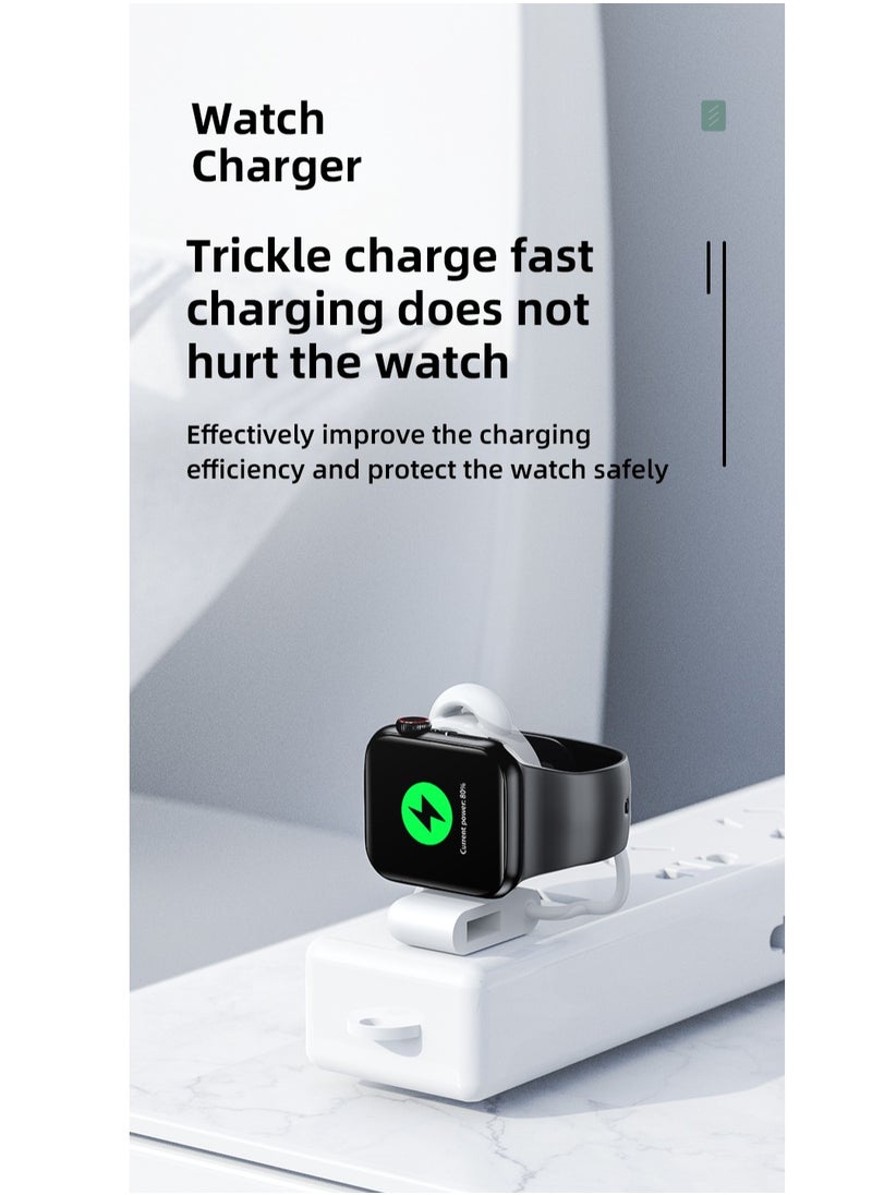 Samu - Charger for Apple Watch Portable iWatch USB Wireless Charger, Travel Cordless Wireless Charger with Light Weight Magnetic Quick Charge for Apple Watch Ultra Series 8 7 SE 6 5 4 3 2 1, White - Image 1