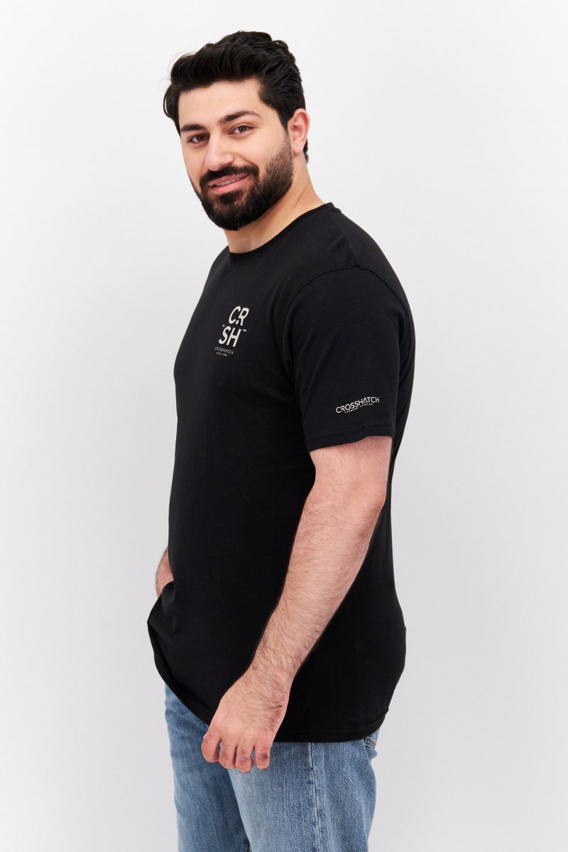 CROSSHATCH Men 2 Pieces Round Neck short Sleeves Brand Logo T-shirts, Black - Image 3