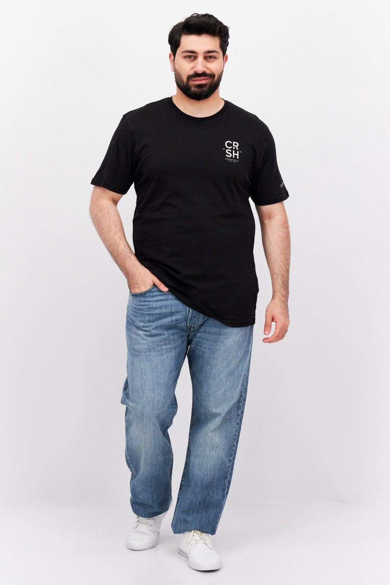 CROSSHATCH Men 2 Pieces Round Neck short Sleeves Brand Logo T-shirts, Black - Image 4