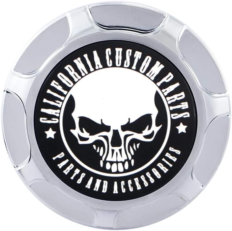 GUAIMI CNC Aluminum Fuel Gas Tank Oil Cap Compatible with Harley Sportster XL 1200 883 X48 Dyna - Skeleton (Chrome) - Image 2