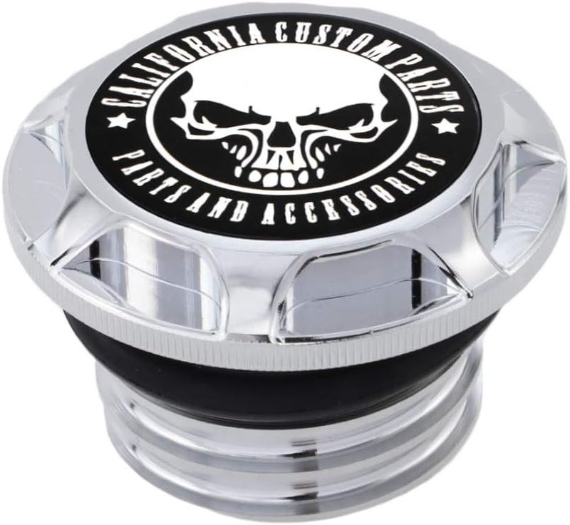 GUAIMI CNC Aluminum Fuel Gas Tank Oil Cap Compatible with Harley Sportster XL 1200 883 X48 Dyna - Skeleton (Chrome) - Image 4