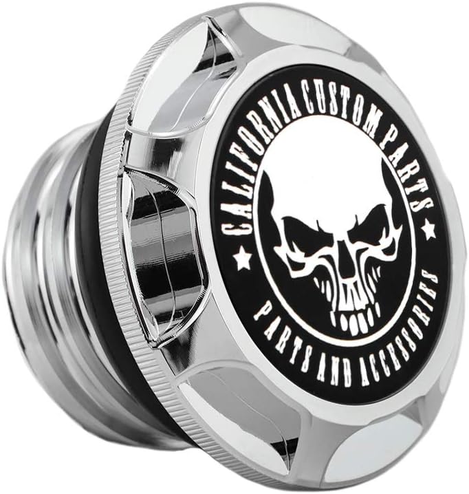 GUAIMI CNC Aluminum Fuel Gas Tank Oil Cap Compatible with Harley Sportster XL 1200 883 X48 Dyna - Skeleton (Chrome) - Image 1
