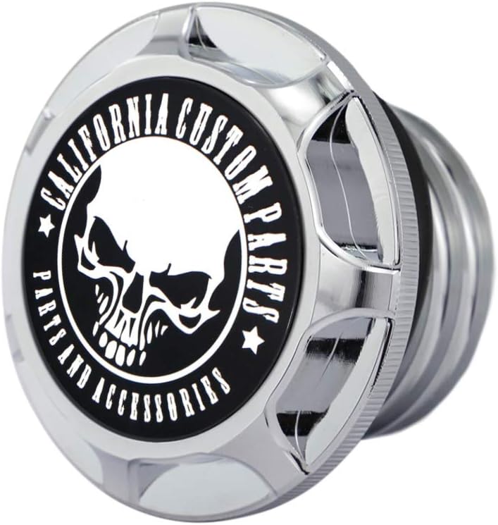 GUAIMI CNC Aluminum Fuel Gas Tank Oil Cap Compatible with Harley Sportster XL 1200 883 X48 Dyna - Skeleton (Chrome) - Image 3