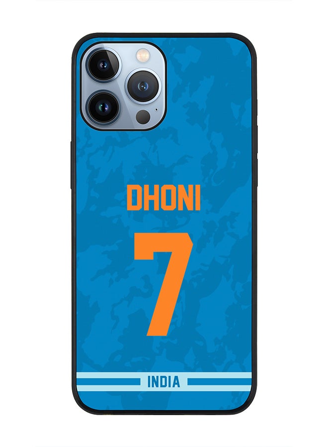 Rugged Black Edge Case iPhone 13 Pro Max, Slim fit Soft Case Flexible Rubber Edges Thin Cover - Player Name - MS Dhoni, Jersey Number- 7