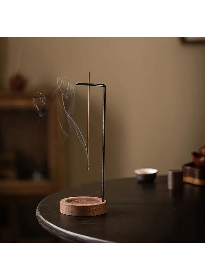 1pc Elegant Inverted Sandalwood Agarwood Incense Holder Natural Wood Battery Free Design For Zen Meditation Home Decor Traditional Incense Rituals - Image 1