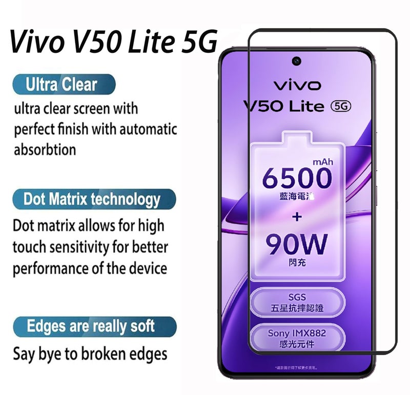 FabeKee Tempered Glass Screen Protector Compatible with vivo V50 Lite 5G Black Cellphone With Edge To Edge Coverage And Easy Installation Kit - Image 5