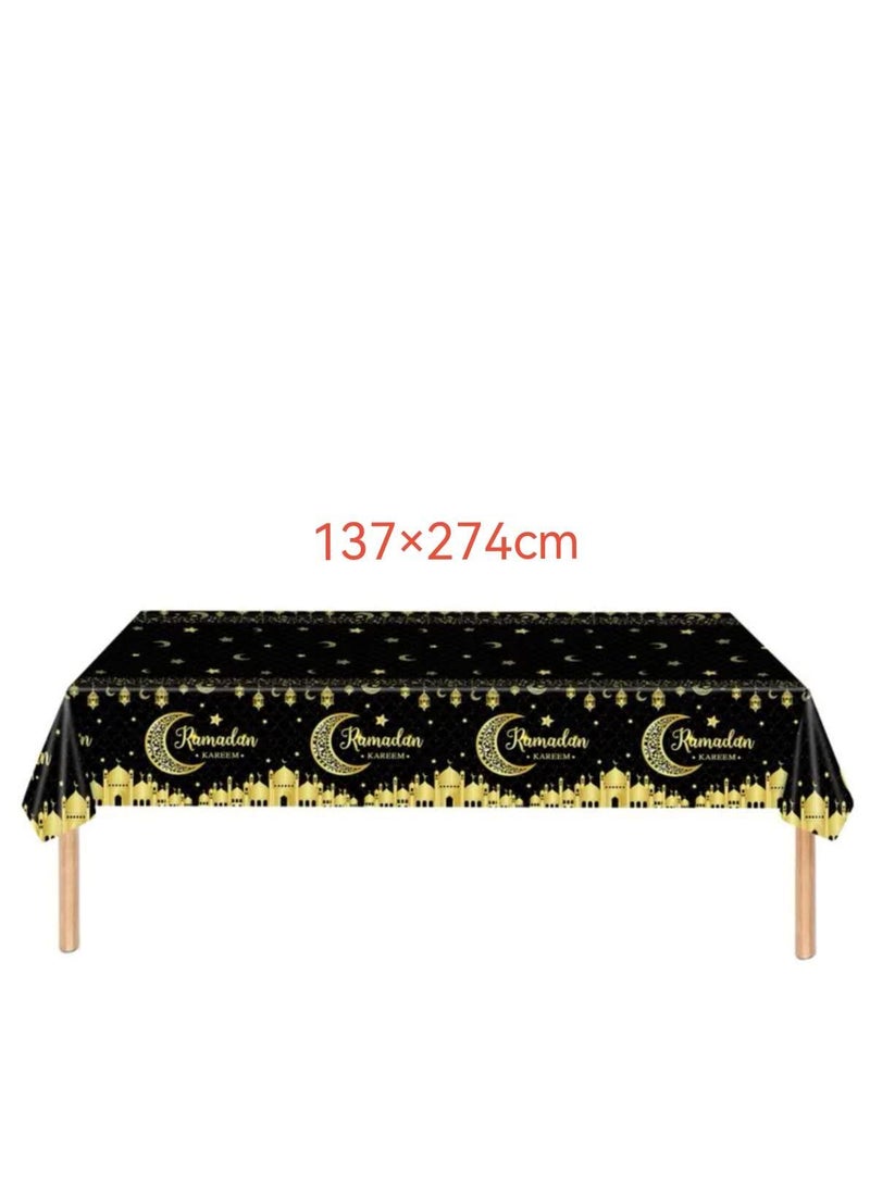 206 Pieces Ramadan Kareem Party Paper Tableware Set with Ramadan Mubarak Foil Balloon Set for Home and Ramadan Decoration for 24 Guests Black and Gold - Image 5