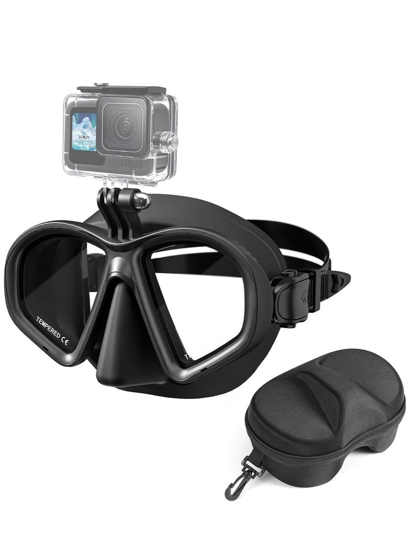 أوزيغالور قناع غوص مزود بحامل كاميرا احترافي لـ GoPro Hero و DJI Action 4/3 و Insta360 X3/X4 | نظارات غوص مقاومة للماء للغوص الحر والغطس (أسود) - Image 1