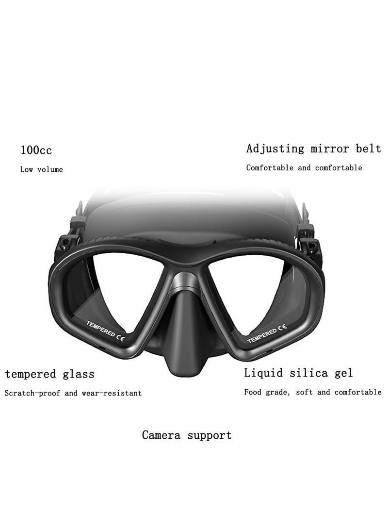 أوزيغالور قناع غوص مزود بحامل كاميرا احترافي لـ GoPro Hero و DJI Action 4/3 و Insta360 X3/X4 | نظارات غوص مقاومة للماء للغوص الحر والغطس (أسود) - Image 4