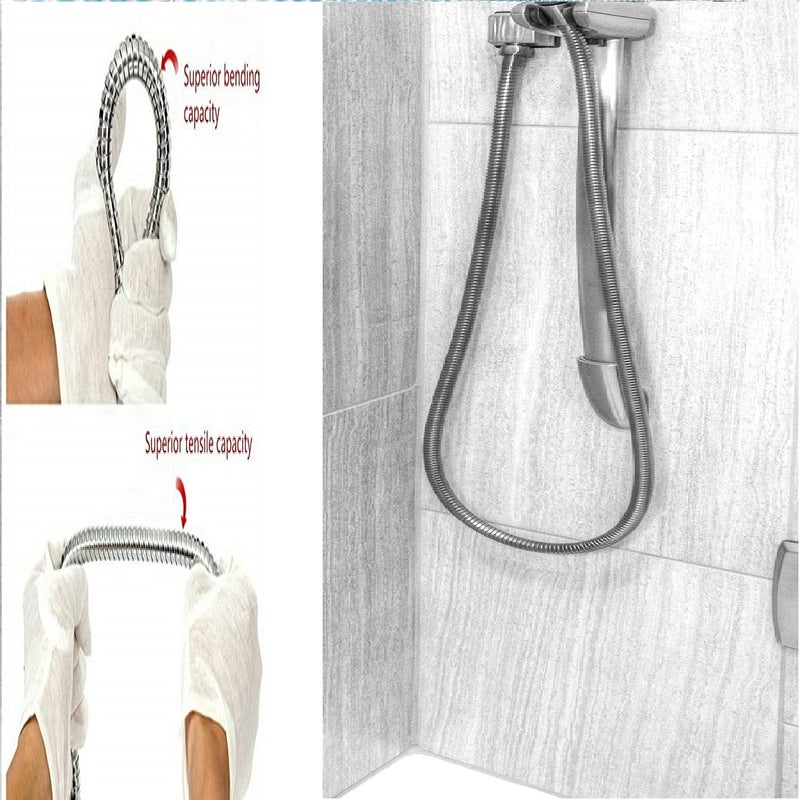 JAGGER (1 متر) خرطوم دش مرن مزدوج القفل من الفولاذ المقاوم للصدأ، خرطوم دش يدوي، أنبوب دش، أنبوب صنبور للمرحاض، أنبوب مرن، أنبوب صنبور صحي للحمام (عبوة من 1) - Image 4