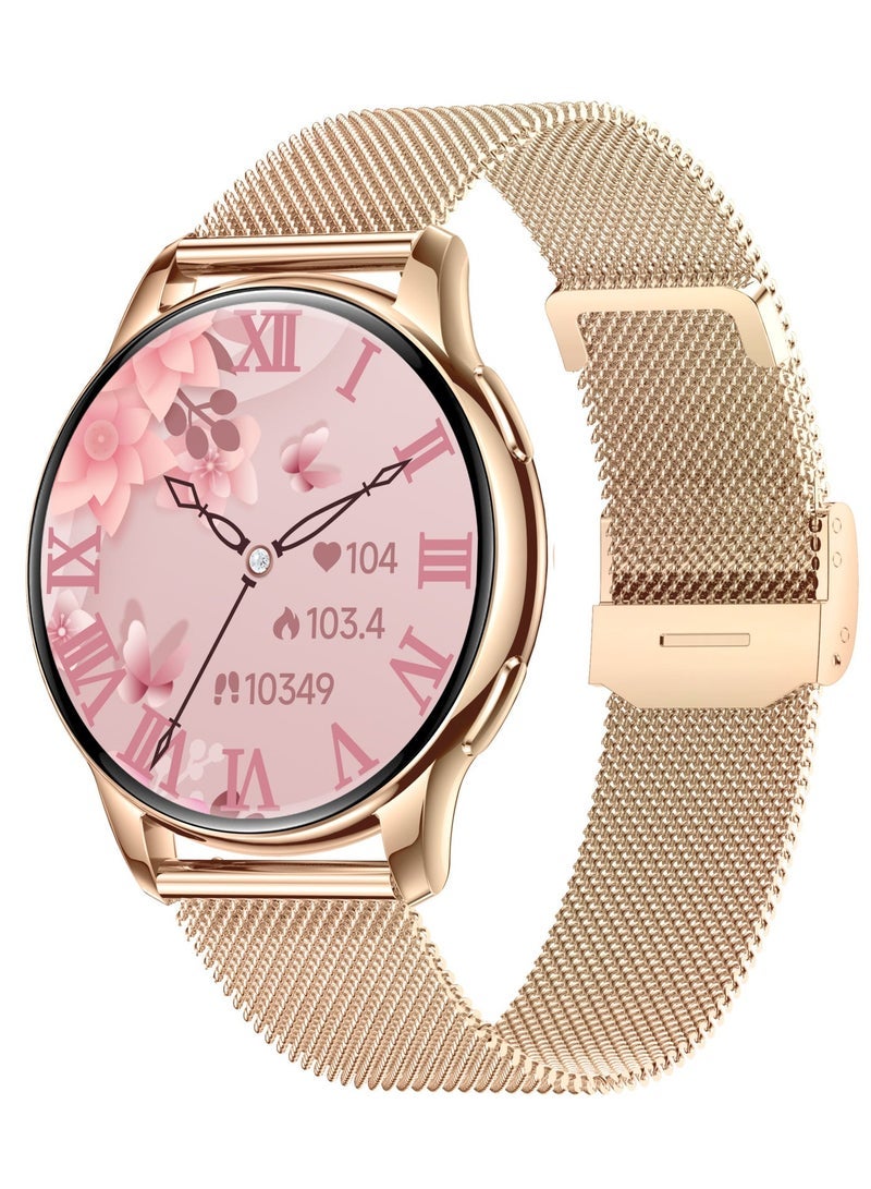 Smart Watch with Bracelet – Stylish Gold Design for Women & Girls, Includes 2 Straps & Wireless Charging, Fitness Tracker, Health Monitor, Elegant Wearable for Daily Use - Image 2