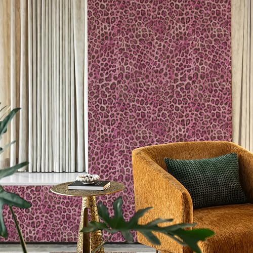 JiffDiff Upgrade Leopard Print Peel and Stick Wallpaper, 17.3" x 120" Waterproof Removable Self Adhesive Wallpaper, Pink Unique Funky Cheetah Contact Paper for Bedroom, Bathroom, Decor - Image 3