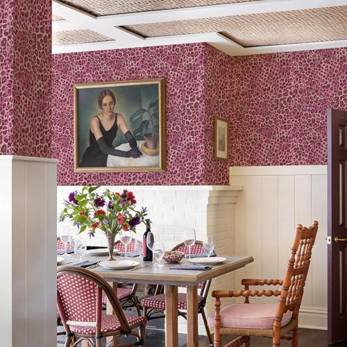 JiffDiff Upgrade Leopard Print Peel and Stick Wallpaper, 17.3" x 120" Waterproof Removable Self Adhesive Wallpaper, Pink Unique Funky Cheetah Contact Paper for Bedroom, Bathroom, Decor - Image 4