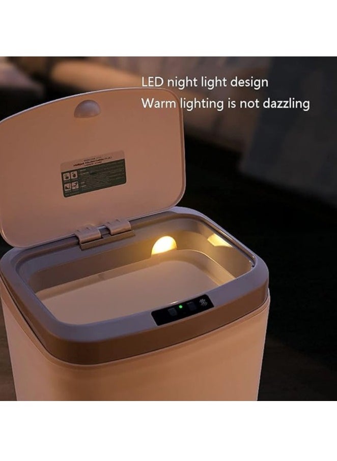 U-HOOME - U-HOOME 16L Smart Waste Bin Inductive Trash Can, Touchless Bathroom Trash Can with Lid Sensor Kitchen Dustbin, Automatic Sensor Waste Basket for Kitchen Home Office Bedroom (White) - Image 1