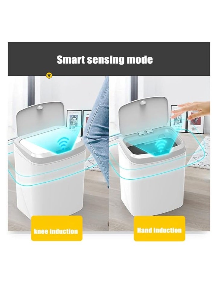 U-HOOME - U-HOOME 16L Smart Waste Bin Inductive Trash Can, Touchless Bathroom Trash Can with Lid Sensor Kitchen Dustbin, Automatic Sensor Waste Basket for Kitchen Home Office Bedroom (White) - Image 1