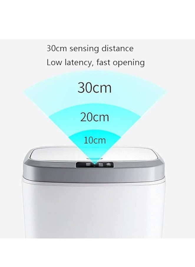 U-HOOME - U-HOOME 16L Smart Waste Bin Inductive Trash Can, Touchless Bathroom Trash Can with Lid Sensor Kitchen Dustbin, Automatic Sensor Waste Basket for Kitchen Home Office Bedroom (White) - Image 1