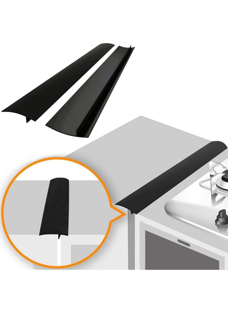 Linda's Essentials Lindas Essentials Silicone Stove Gap Covers 2 Pack Heat Resistant Oven Gap Filler Seals Gaps Between Stovetop and Counter Easy to Clean Stove Gap Guard 21 Inches Black 