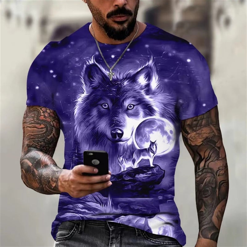 Summer Men'S T-Shirt Short-Sleeved Clothes Animal Pattern 3D Digital Printing Casual Round Neck Short-Sleeved T-Shirt - Image 3