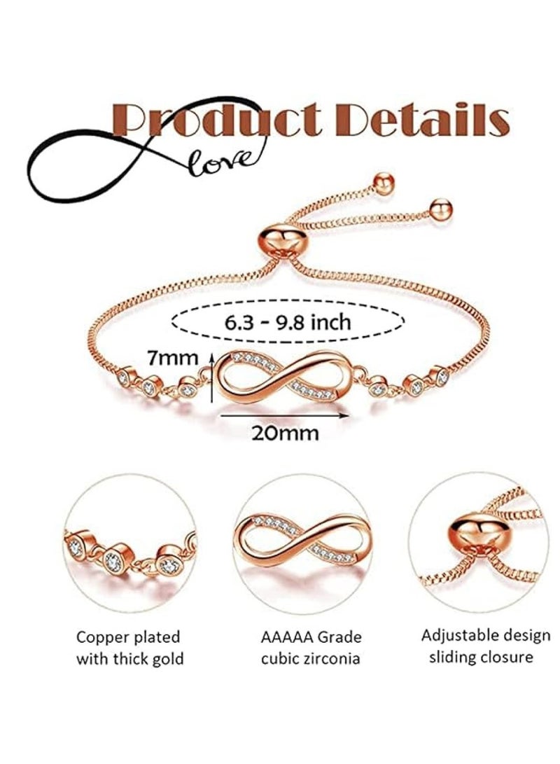Bracelet for Women Silver Gold Plated Bracelet Cubic Zirconia Adjustable Love Heart Bracelets  - Image 4