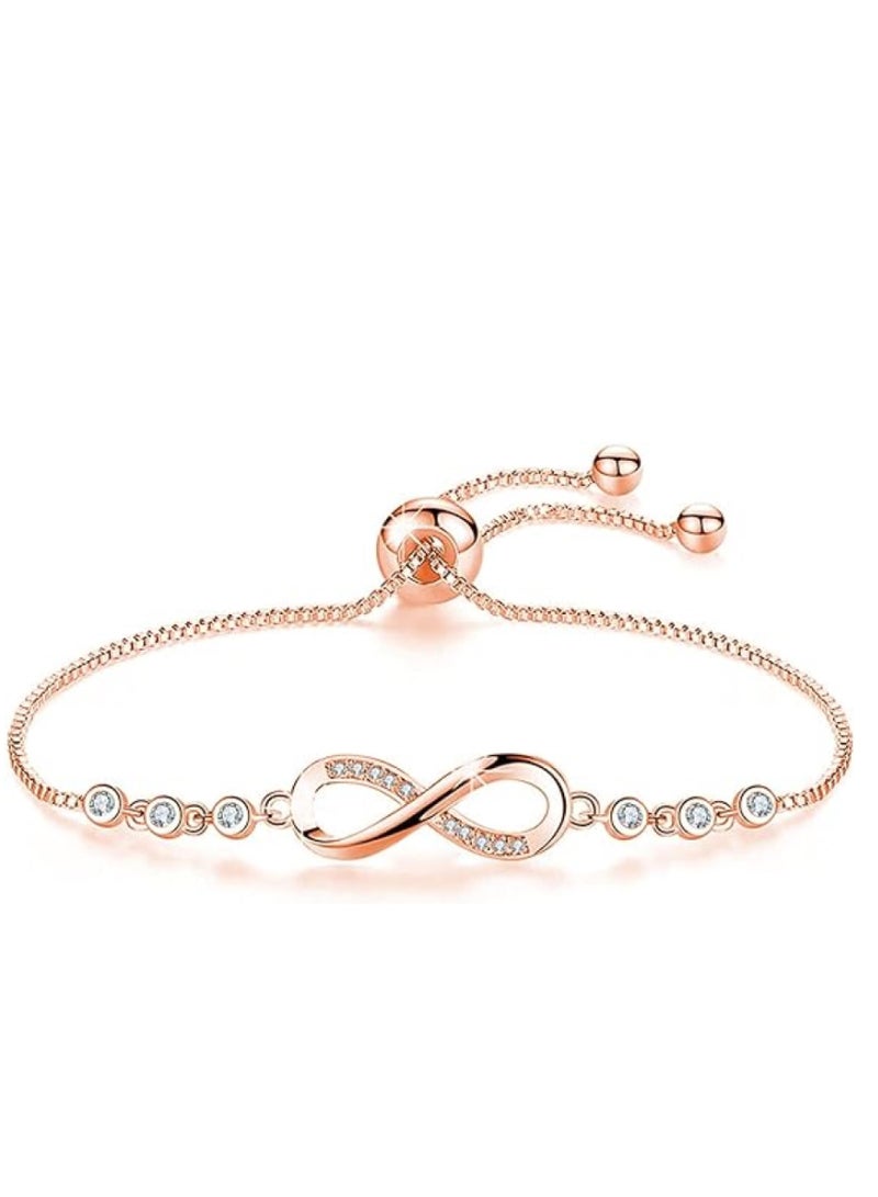 Bracelet for Women Silver Gold Plated Bracelet Cubic Zirconia Adjustable Love Heart Bracelets  - Image 1