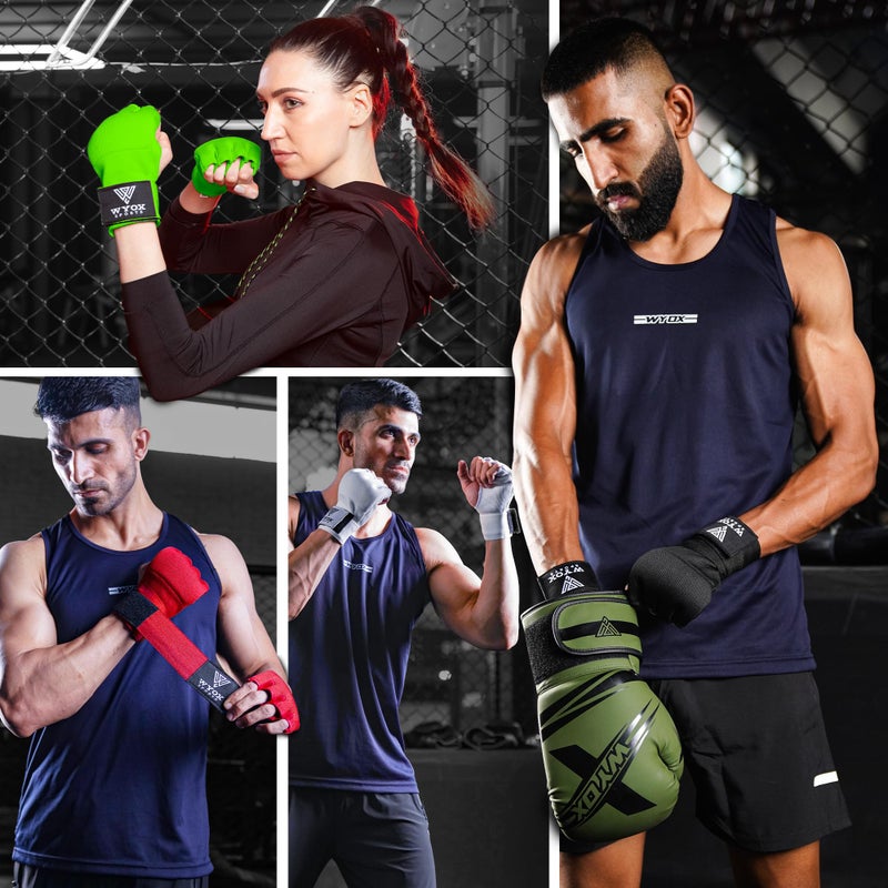 Wyox Gel Boxing Hand Wraps Inner Gloves For Men And Women  Quick 80Cm Long Wrist Straps  Elasticated Padded Boxing Wraps For Muay Thai  Mma  Kickboxing  Martial Arts Training Bandages (Green  S/M) - Image 5