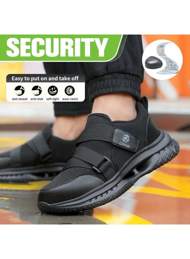 CFFHS Summer Slip-On Safety Shoes with Steel Toe & Kevlar Anti-Puncture Sole, Breathable Mesh Work Footwear - Image 3