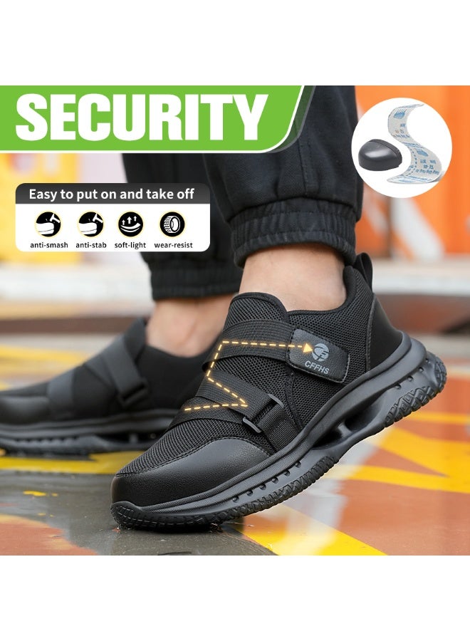 CFFHS Summer Slip-On Safety Shoes with Steel Toe & Kevlar Anti-Puncture Sole, Breathable Mesh Work Footwear - Image 4