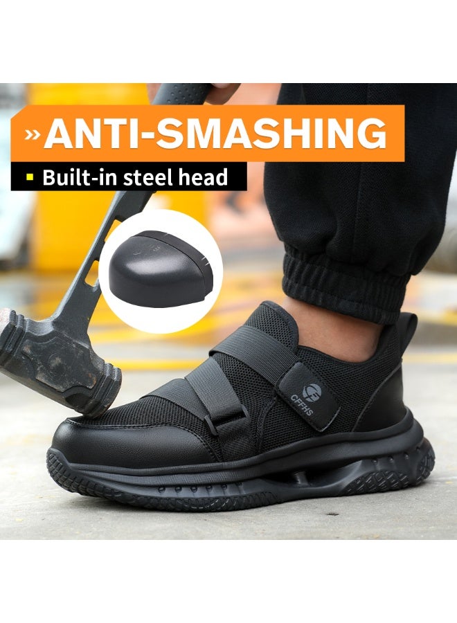 CFFHS Summer Slip-On Safety Shoes with Steel Toe & Kevlar Anti-Puncture Sole, Breathable Mesh Work Footwear - Image 5