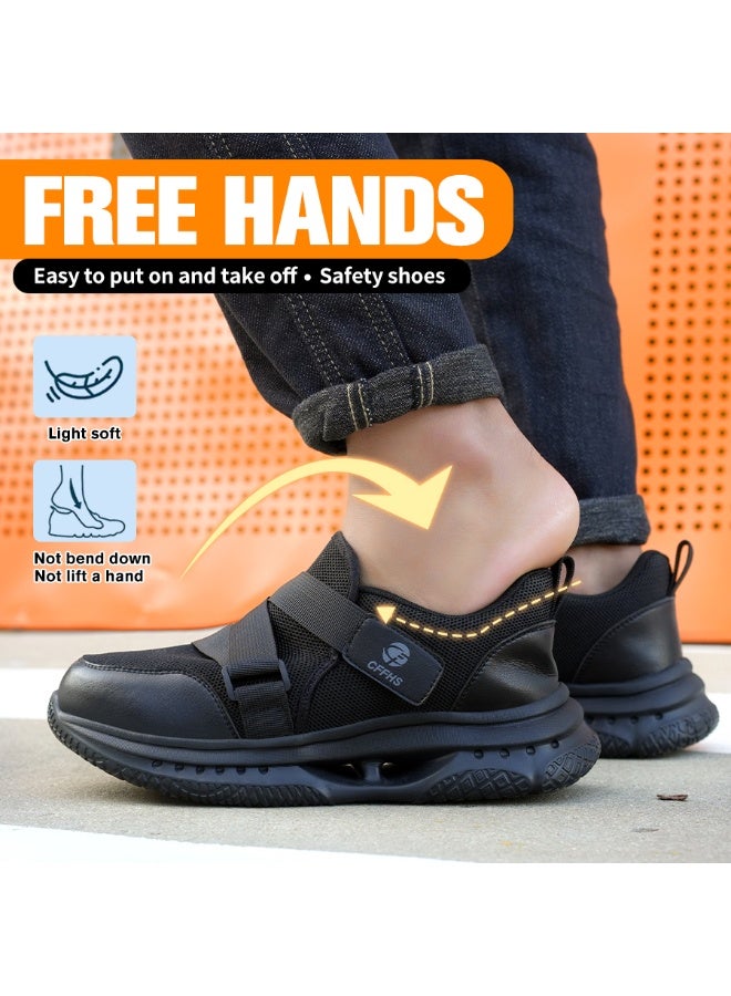 CFFHS Summer Slip-On Safety Shoes with Steel Toe & Kevlar Anti-Puncture Sole, Breathable Mesh Work Footwear - Image 1