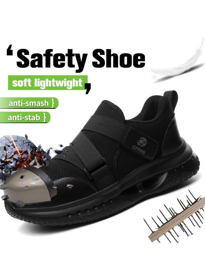CFFHS Summer Slip-On Safety Shoes with Steel Toe & Kevlar Anti-Puncture Sole, Breathable Mesh Work Footwear - Image 2