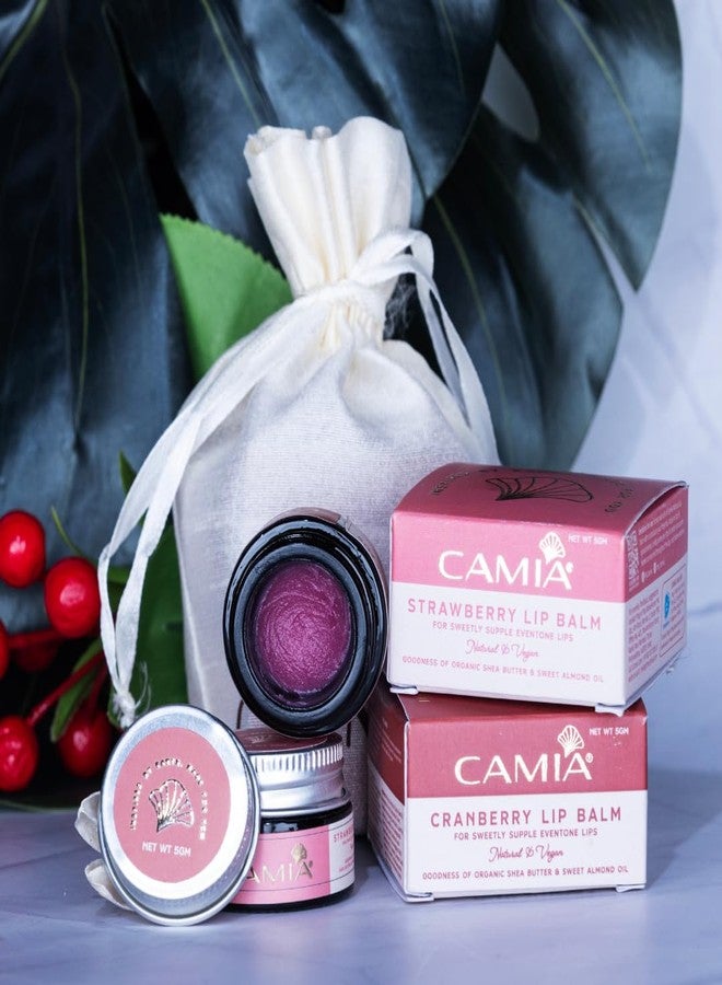 CAMIA - 100% Natural Berry Blast Lip Balm for Dry & Chapped Lips | Cranberry & Strawberry Lip Balm | Natural & Vegan | Enriched with Almond Oil | Moisturizing Dark Pigmented Lips | 5 Gm x Pack of 2 - Image 1